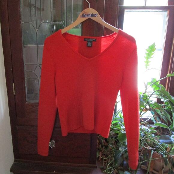 Sarah Spencer Italian Merino Wool Sweater Burnt Orange V-Neck S Made Australia - Picture 9 of 17